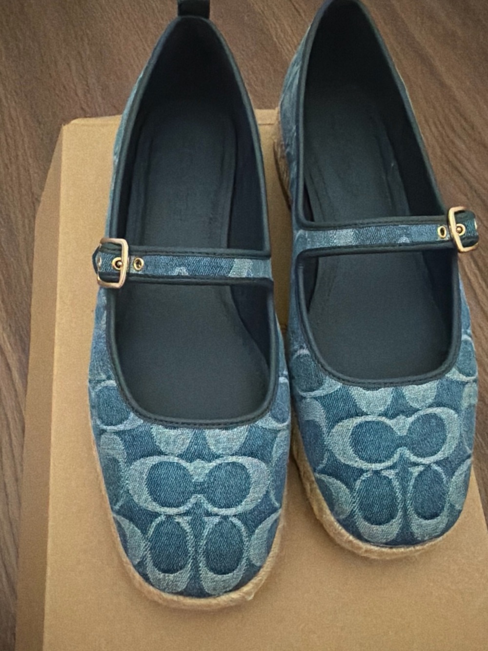 Coach Denim Signature Mary Jane Espadrille Flats - Denim Blue - Picture 2 of 4